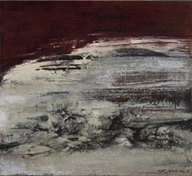 COMPOSITION WITH RED BACKGROUND by Zao Wou-Ki